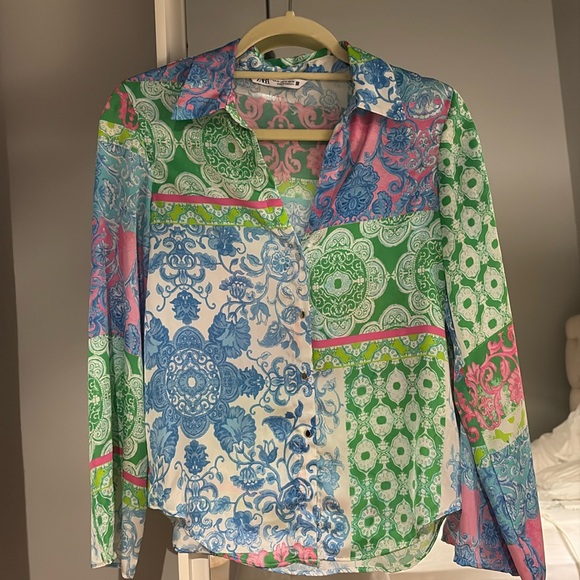Zara Tops - Zara Floral Button Down